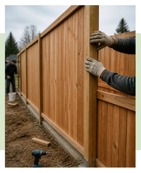 Монтаж сплошного деревянного забора под ключ в Ревде